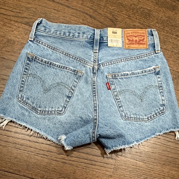 Levi's Light Blue Distressed Jean Shorts - Picture 4 of 7